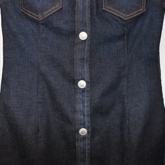 ALEXA CHUNG for AG DENIM Pixie Denim Shirt Dress Stretch Dark Denim Snap XS - Picture 9 of 16